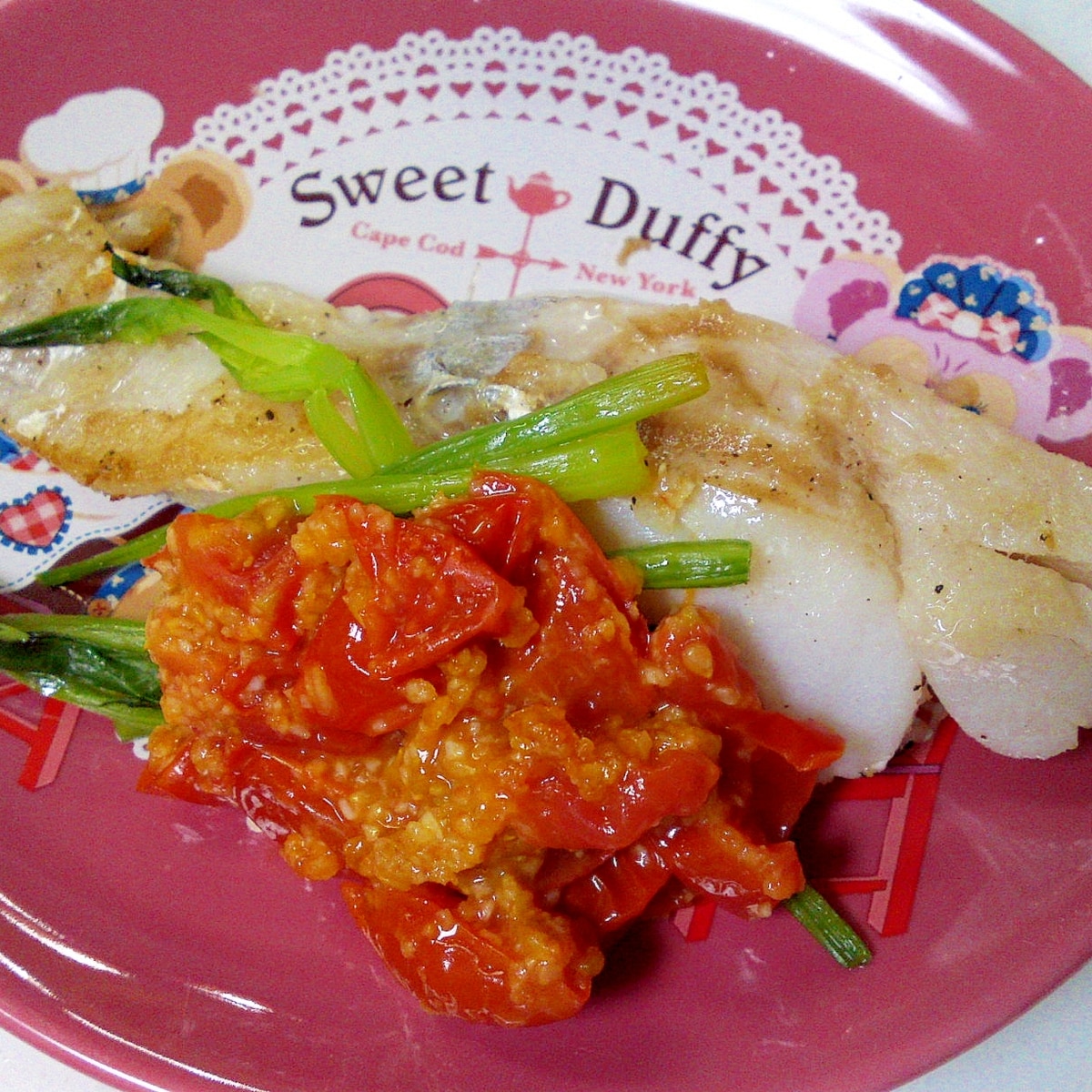 タラは焼くだけ ミニトマトのソースで洋風仕立て レシピ 作り方 By ゆくそうま 楽天レシピ タラは焼くだけ ミニトマトのソースで洋風仕立て レシピ 作り方 By ゆくそうま 楽天レシピ